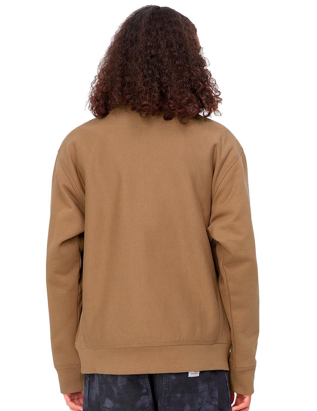 Sudadera Carhartt Half Zip American Script Marrón
