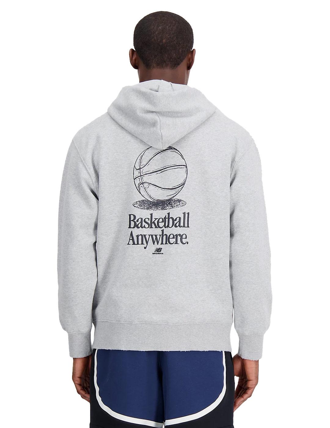 Sudadera New Balance Hoops Fleece Gris